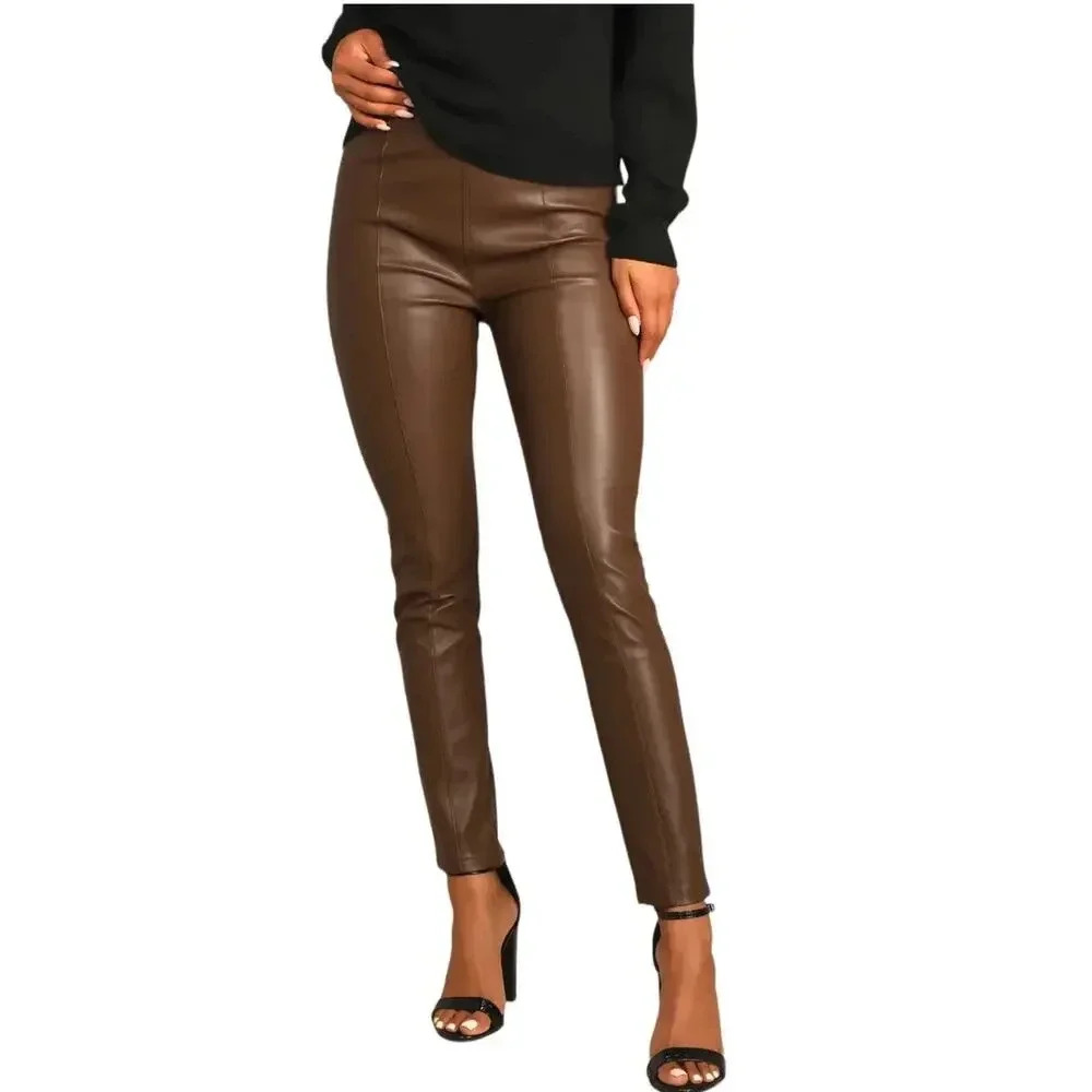 We The Free Spitfire Skinny Faux Leather HighWaist Pants size 29 Brown